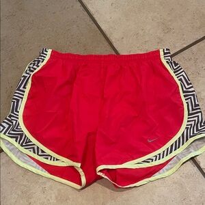 Nike Women's Red and Yellow Athletic Shorts